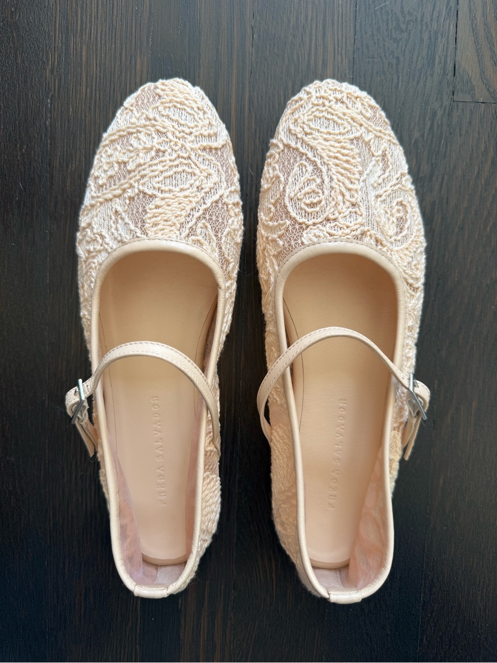 Freda Salvador Cream Lace Mary Jane Flats
